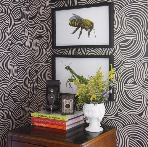 Carta da parati Art Deco - TOURBILLON series - Farrow & Ball - con motivi geometrici / verde / marrone