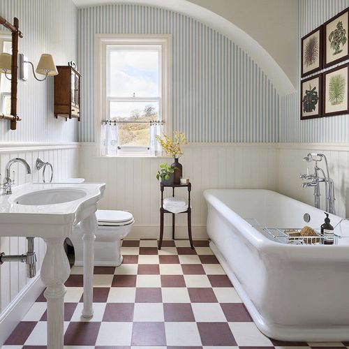 Carta da parati classica - CLOSET STRIPE - Farrow & Ball - a righe / aspetto tessuto / bianca