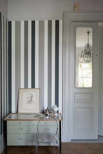 Carta da parati classica - CHROMATIC STRIPE - Farrow & Ball - a righe / aspetto tessuto / bianca