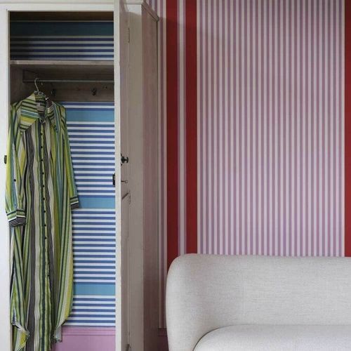 Carta da parati classica - STRIPE  - Farrow & Ball - a righe / gialla / rossa
