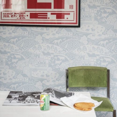Carta da parati contemporanea - GABLE - Farrow & Ball - a motivi / aspetto metallico / bianca