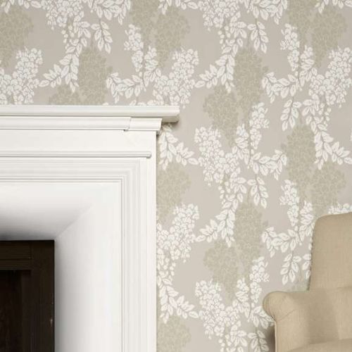 Carta da parati contemporanea - WISTERIA series - Farrow & Ball - con motivi floreali / gialla / rossa