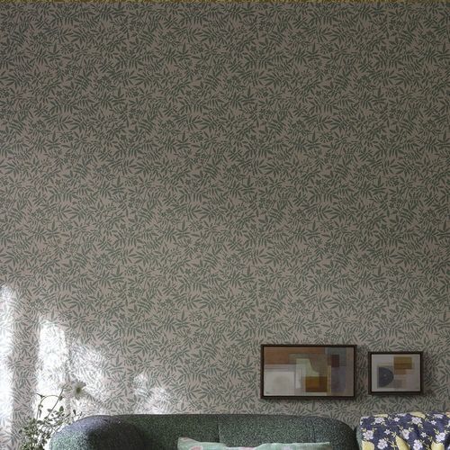 Carta da parati contemporanea - JASMINE series - Farrow & Ball - a fiori / blu / verde