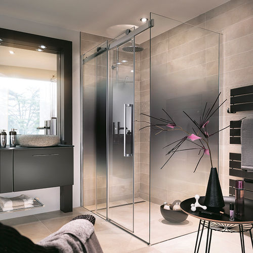 Doccia all'italiana - OSAKA GRAPHITE - Mobalpa - in vetro / a porte scorrevoli / rettangolare