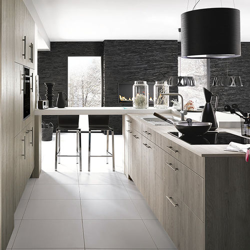 Cucina contemporanea - AMBIANCE MINÉRALE - Mobalpa - in rovere / in laminato / a U