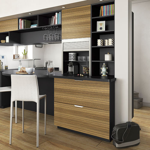 Cucina contemporanea - AMBIANCE RÉTRO - Mobalpa - impiallacciata in legno / in laminato / a L