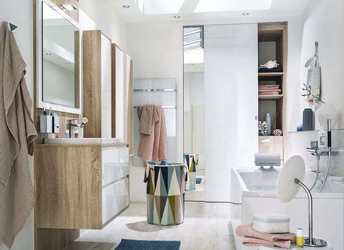 Bagno contemporaneo - AMBIANCE SCANDINAVE  - Mobalpa - in rovere / laccato