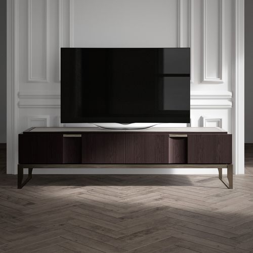 Mobile porta TV contemporaneo - PARIS - HUGUES CHEVALIER - lowboard / in legno / in metallo