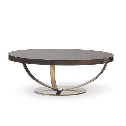 Tavolino basso contemporaneo - CANNES - HUGUES CHEVALIER - in legno / in metallo / rotondo