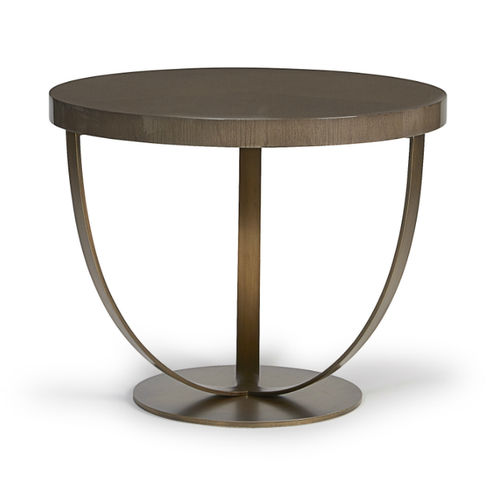 Tavolo d'appoggio contemporaneo - CANNES - HUGUES CHEVALIER - in legno / in cromo / rotondo