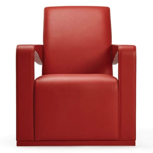 Poltrona contemporanea - YING  - HUGUES CHEVALIER - in pelle / in legno massiccio / bianca