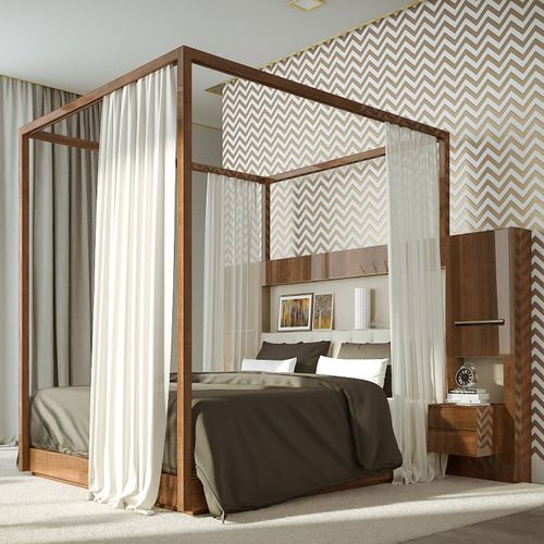 Letto a baldacchino - MALAQUAIS - HUGUES CHEVALIER - matrimoniale / contemporaneo / con testiera imbottita