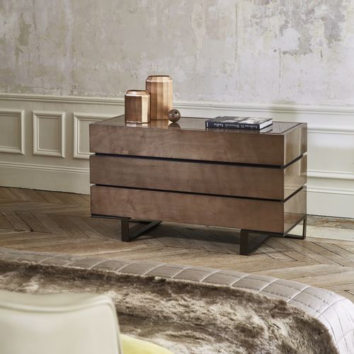 Cassettone contemporaneo - PARIS - HUGUES CHEVALIER - in legno / in metallo / in pelle