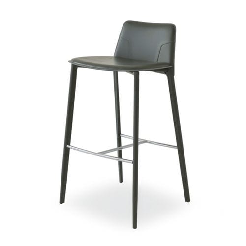Sedia alta contemporanea - FIONA - SG   - Airnova - da interno / in pelle / in metallo cromato