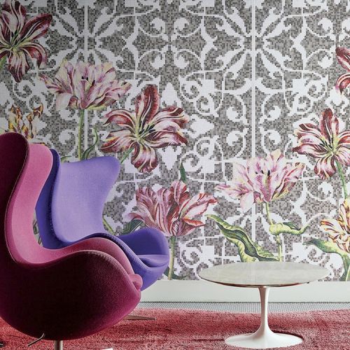 Mosaico in vetro - TULIPS GREY - BISAZZA - lucido / da interno / da sala