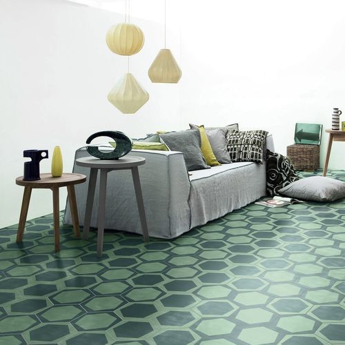 Piastrella in cemento encausto in cemento - ON/OFF TEAL - BISAZZA - opaca / da interno / da sala