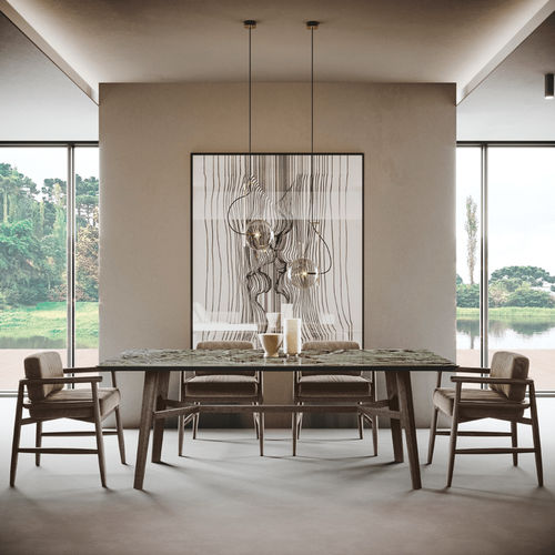 Tavolo contemporaneo - MOOR 02 - BINOVA S.p.A. - in gres / con supporto in legno / rettangolare