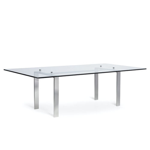 Tavolo da pranzo contemporaneo - LANGHAM - Ralph Lauren Home - in vetro temprato / con supporto in acciaio inossidabile lucido / rettangolare