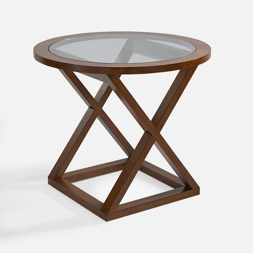 Comodino contemporaneo - JAMAICA - Ralph Lauren Home - in vetro temprato / con supporto in legno di ciliegio / rotondo