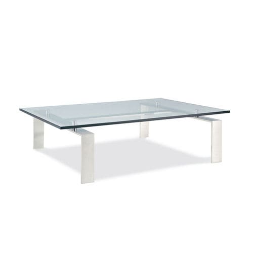 Tavolino basso contemporaneo - PALL MALL  - Ralph Lauren Home - in vetro temprato / con supporto in acciaio inossidabile lucido / rettangolare