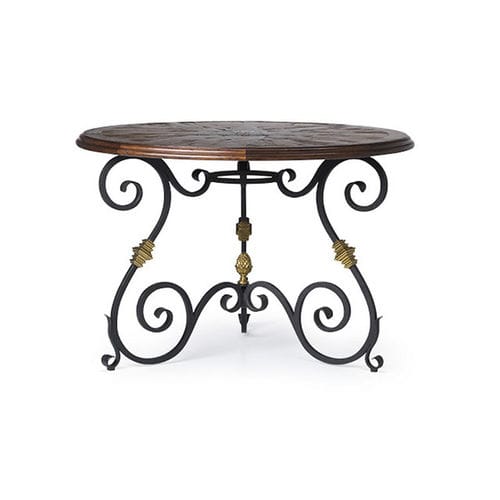 Tavolo d'appoggio classico - DUCHESS - Ralph Lauren Home - in acacia / con supporto in ferro / rotondo