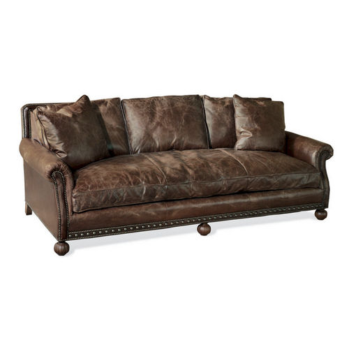 Divano classico - ARAN ISLES  - Ralph Lauren Home - in pelle / per cuscini / marrone