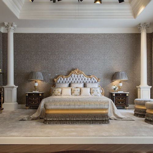 Letto matrimoniale - 7600LM  - COLOMBO STILE - in stile / con testiera imbottita / in legno massiccio