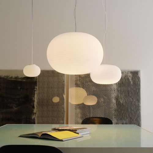 Lampada a sospensione - BIANCA MEDIUM - FontanaArte - in metallo / in vetro soffiato / in policarbonato
