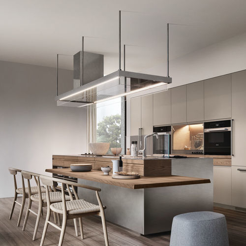 Cucina contemporanea - CONVIVIUM, BUILT-IN SNACK BAR - Arclinea - in rovere / in acciaio inossidabile / in Fenix NTM