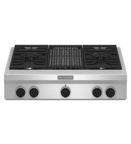 Piano cottura a gas - KGCU462VSS  - KitchenAid - 5 fuochi / da appoggio / con manopole
