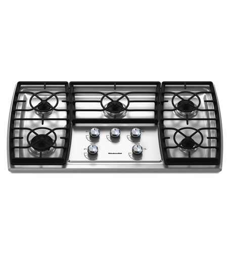Piano cottura a gas - KGCK366VSS - KitchenAid - 5 fuochi / da incasso / con manopole