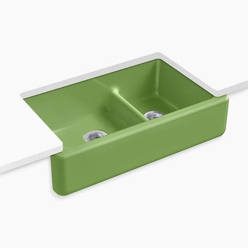 Lavello a 2 vasche - WHITEHAVEN™ - Kohler - senza gocciolatoio / in ghisa / sottotop