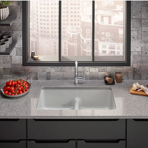 Lavello a 2 vasche - IRON/TONES™ - Kohler - senza gocciolatoio / in ghisa / sottotop