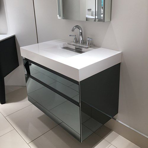 Lavabo sospeso - 4-INCH SLAB : 9119 - Neo-Metro - in Solid Surface / rettangolare / contemporaneo