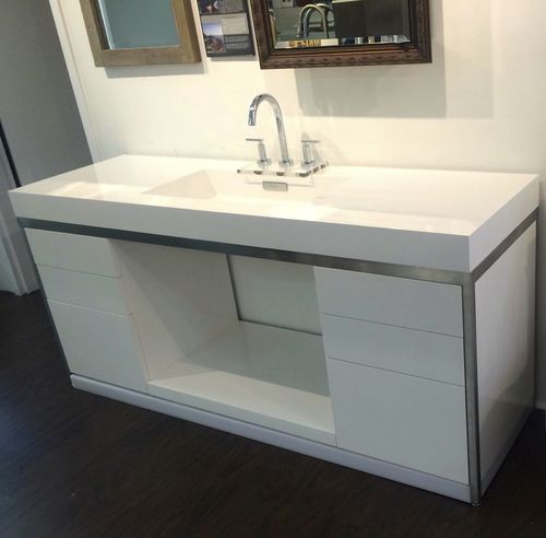 Lavabo autoportante - SLAB : 9109/9111/9116/9117 - Neo-Metro - in Solid Surface / con cassetti integrati / rettangolare