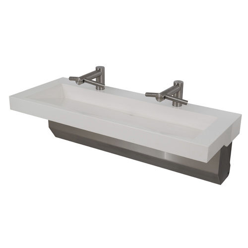 Lavabo sospeso - SLAB EDGE™ : 9150 - Neo-Metro - in Solid Surface / doppio / rettangolare