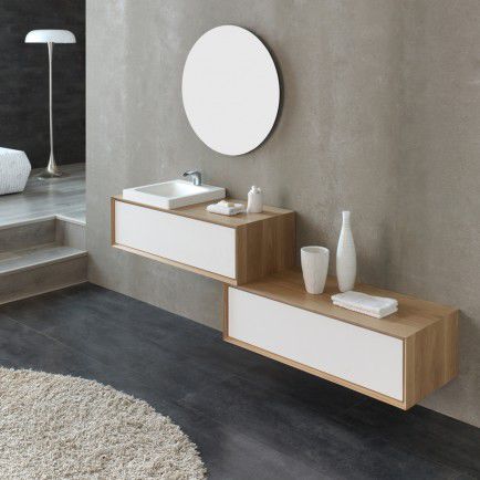 Mobile lavabo sospeso - OKAPI1000 - ottofond - in rovere / in Solid Surface / contemporaneo