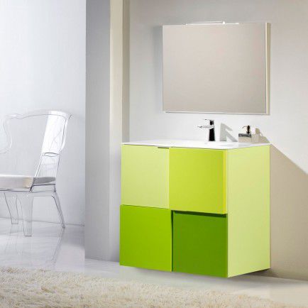Mobile lavabo da appoggio - CUBE - ottofond - in MDF / contemporaneo / con specchio