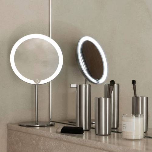 Specchio da bagno da appoggio - MODO - Blomus - contemporaneo / rotondo / in acciaio inossidabile