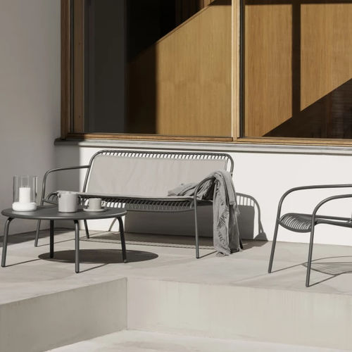 Divano contemporaneo - YUA WIRE - Blomus - da esterno / in acciaio con rivestimento a polvere / con braccioli