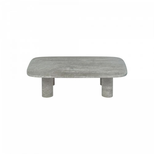 Tavolino basso contemporaneo - VOLOS - Blomus - in travertino / con supporto in travertino / rettangolare