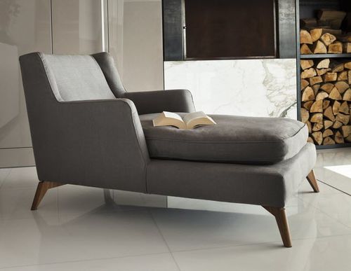Chaise longue contemporanea - 680 CLASS - Vibieffe - in tessuto / in pelle / grigia