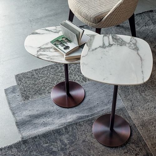 Tavolo d'appoggio contemporaneo - 9595_FORM - Vibieffe - in marmo / con supporto in bronzo / rettangolare