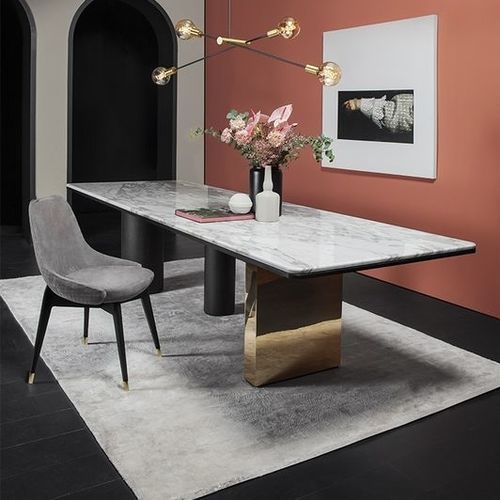 Tavolo da pranzo contemporaneo - 4000_ROYAL - Vibieffe - in marmo / con supporto in quercia / rettangolare