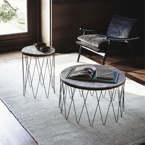 Tavolo d'appoggio contemporaneo - 9500 - Vibieffe - in metallo / in marmo / quadrato