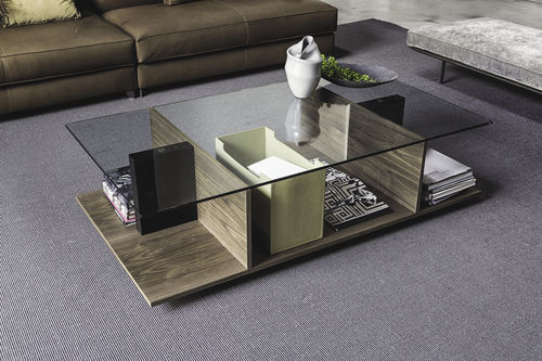 Tavolino basso contemporaneo - 9800 ALA  - Vibieffe - in legno / in vetro / rettangolare