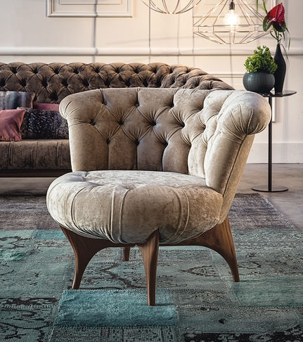 Poltrona classica - 440 VICTOR - Vibieffe - in pelle / in tessuto / in legno