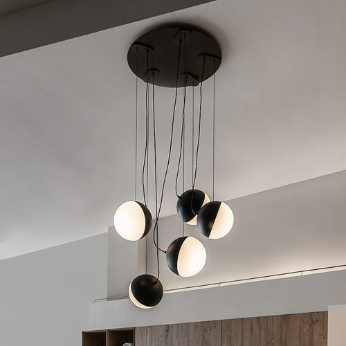 Lampada a sospensione - HALF  - MILAN ILUMINACION - in acciaio laccato / in vetro soffiato / design minimalista