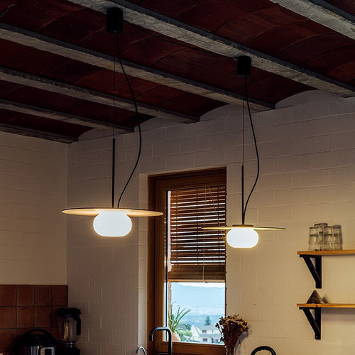 Lampada a sospensione - KNOCK - MILAN ILUMINACION - in vetro soffiato / in frassino / in legno con vernice di protezione