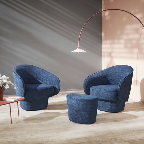 Poltrona contemporanea - ROC - COR - in tessuto / in pelle / con poggiapiedi